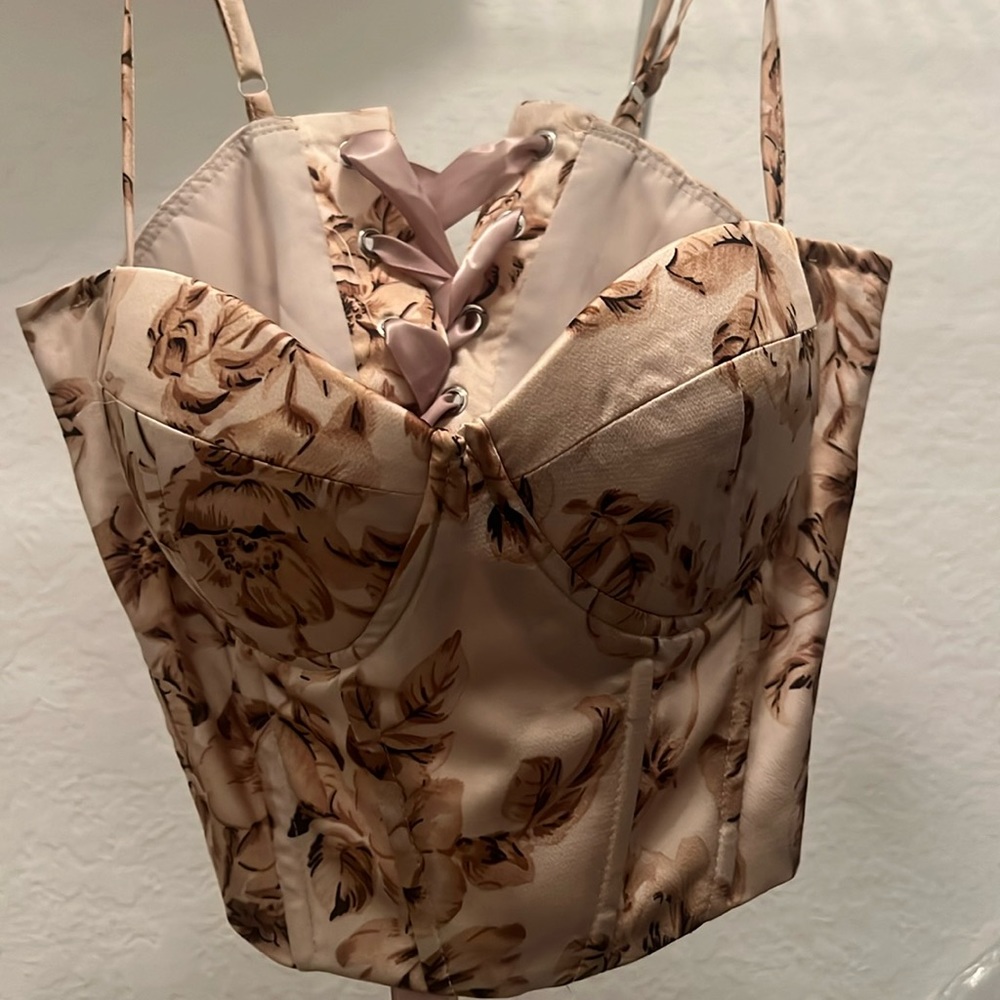 Bustier style top from shein adjustable straps and laces in back size small